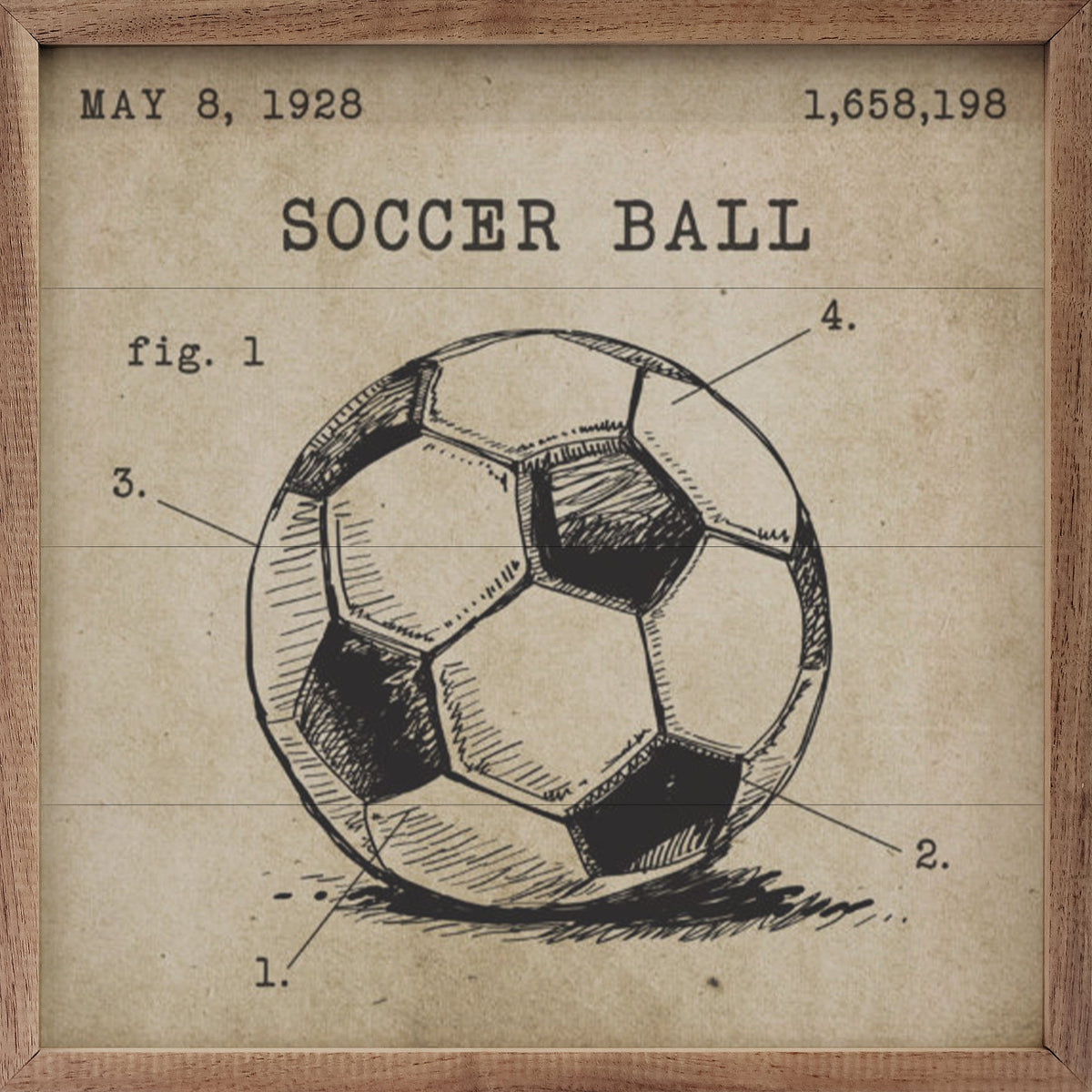 Soccer Ball Patent Wood Framed Print