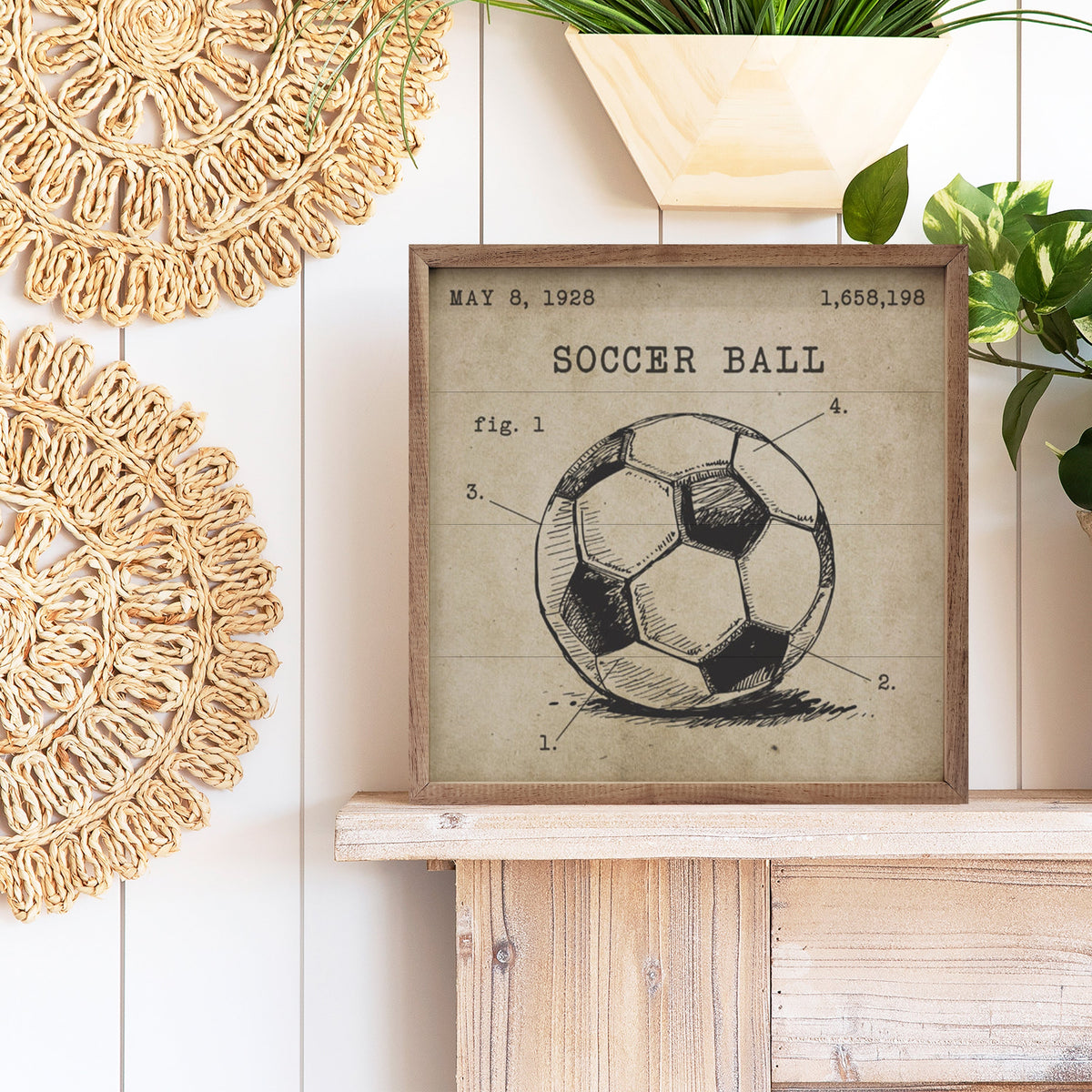 Soccer Ball Patent Wood Framed Print