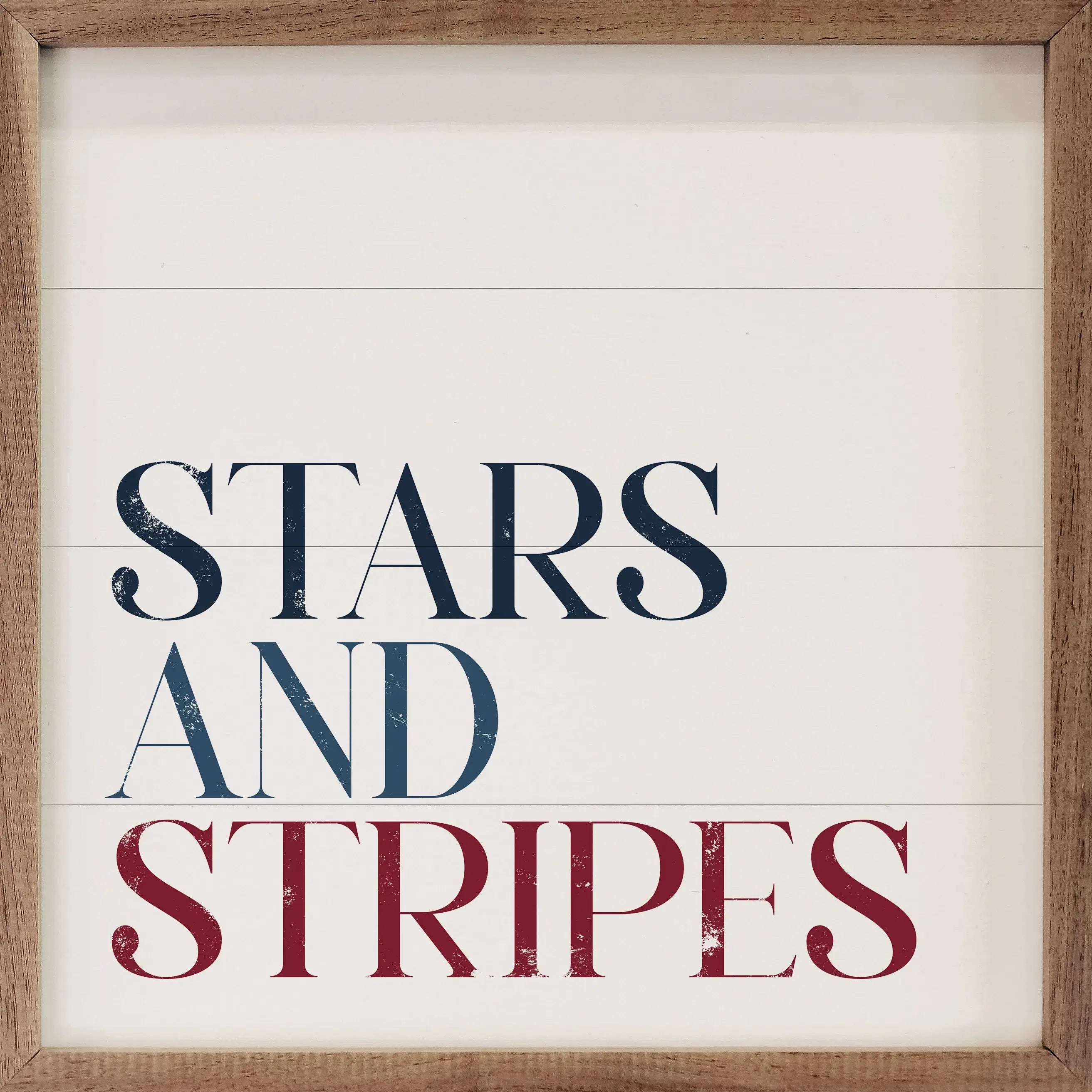 Stars & Stripes Words Wood Framed Print