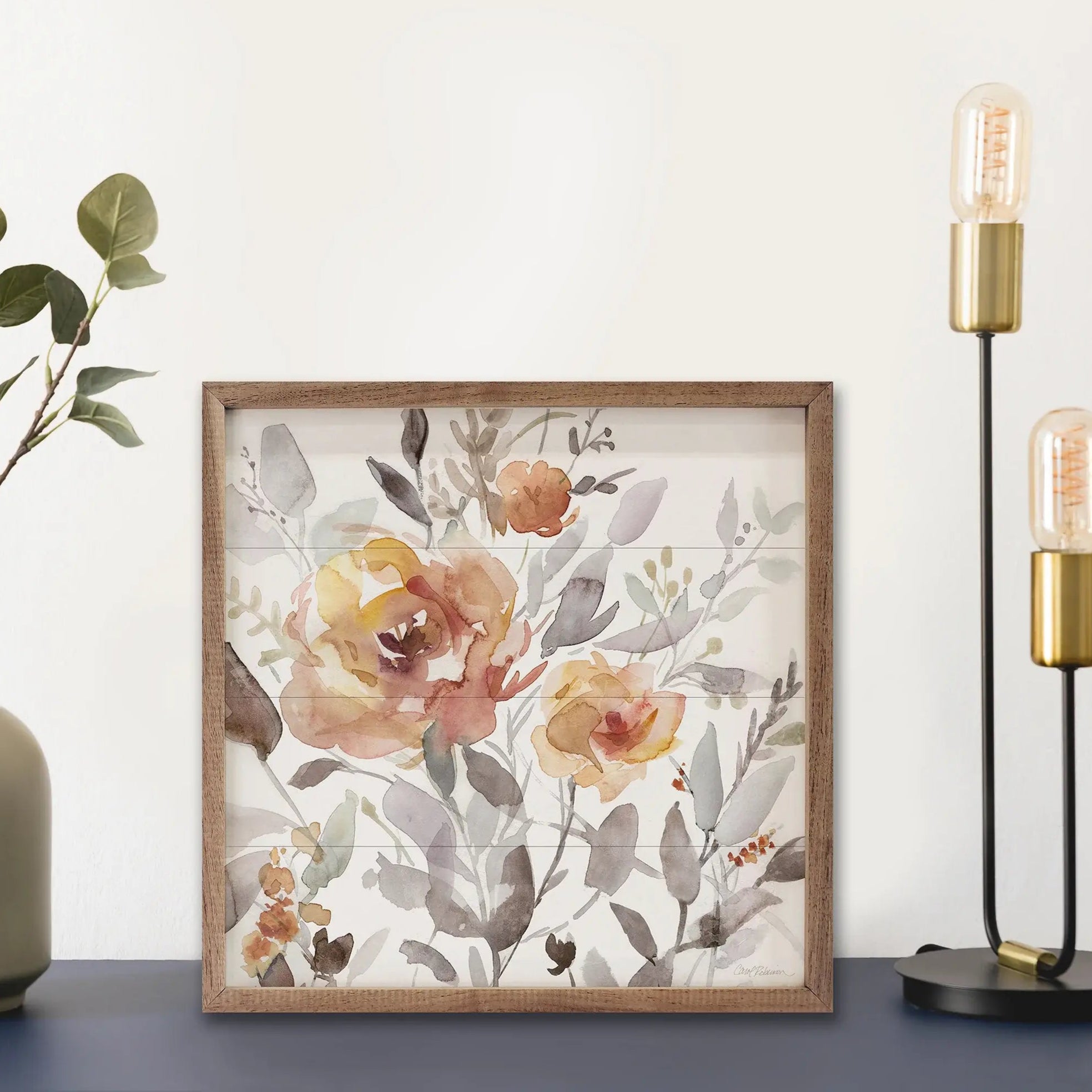 Sunbaked Flowers Wood Framed Print