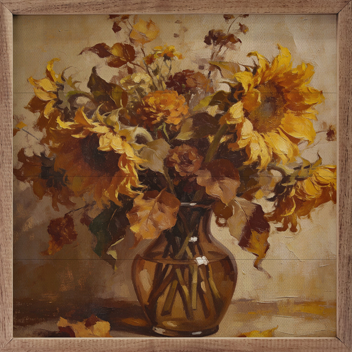 Sunflower Harvest Bouquet Wood Framed Print