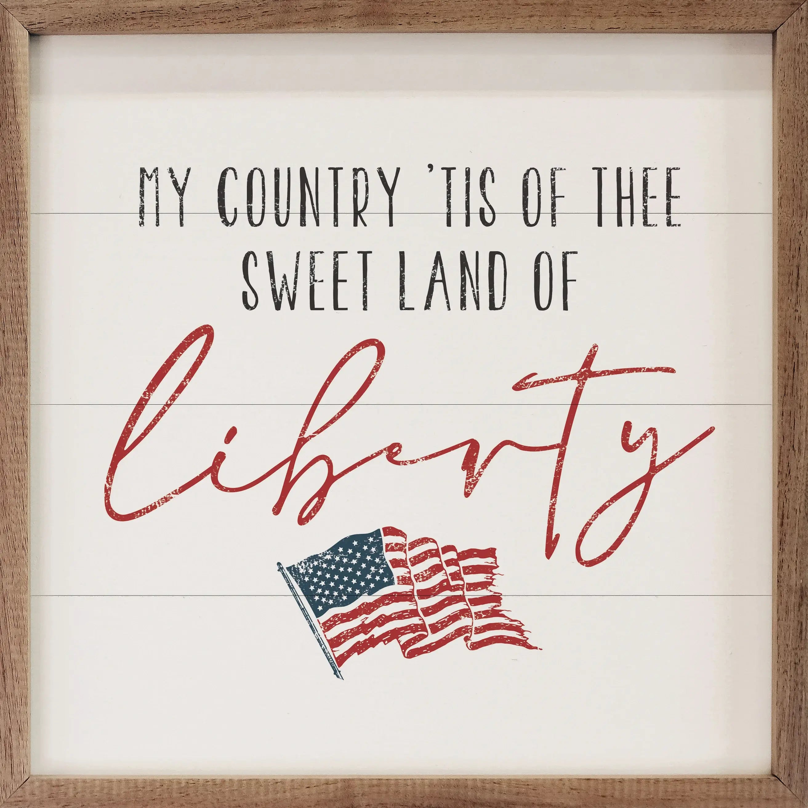 Sweet Land Of Liberty White Wood Framed Print
