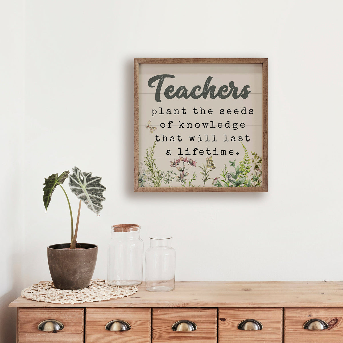 Teachers Plant The Seeds Floral Wood Framed Print