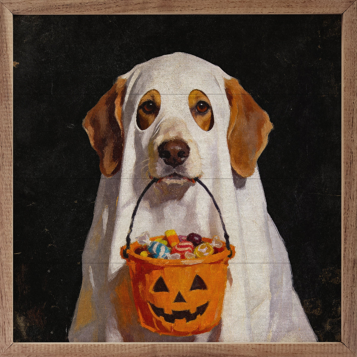 Trick Or Treat Beagle Wood Framed Print