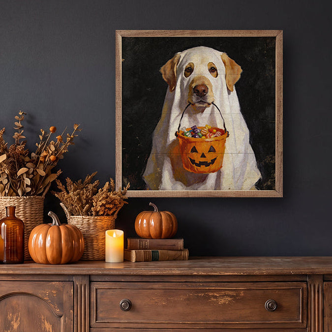 Trick Or Treat Lab Wood Framed Print