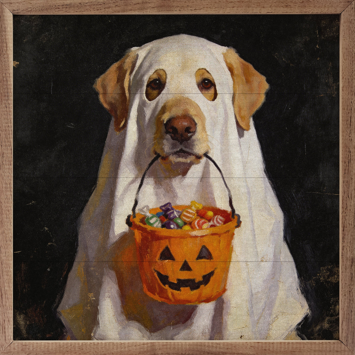 Trick Or Treat Lab Wood Framed Print