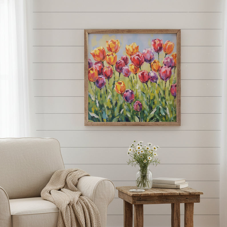 Tulip Field II Wood Framed Print