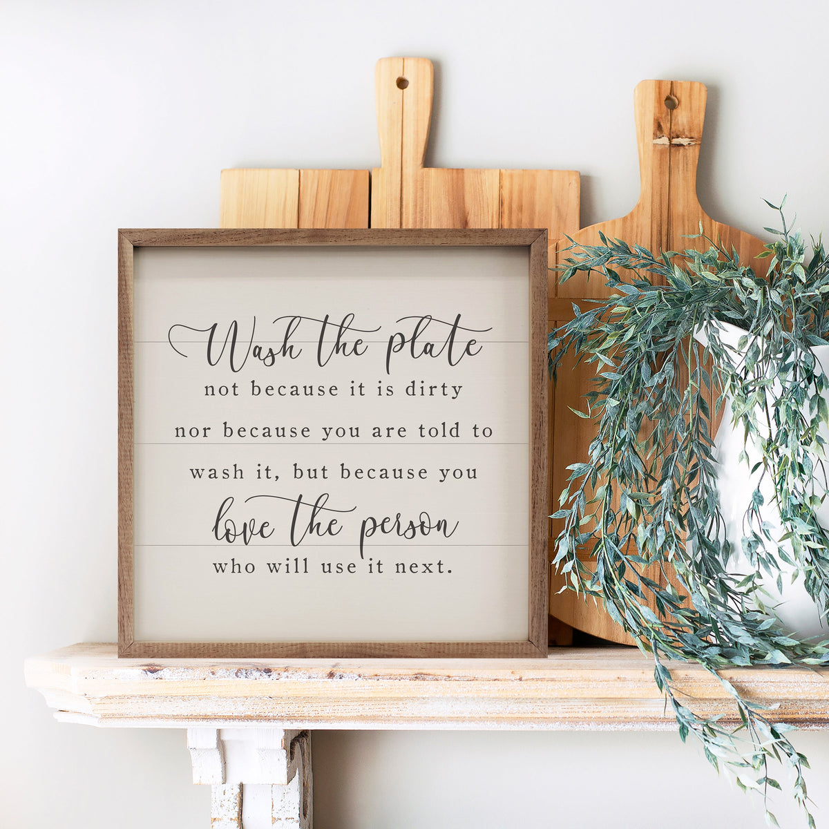 Wash The Plate Wood Framed Print