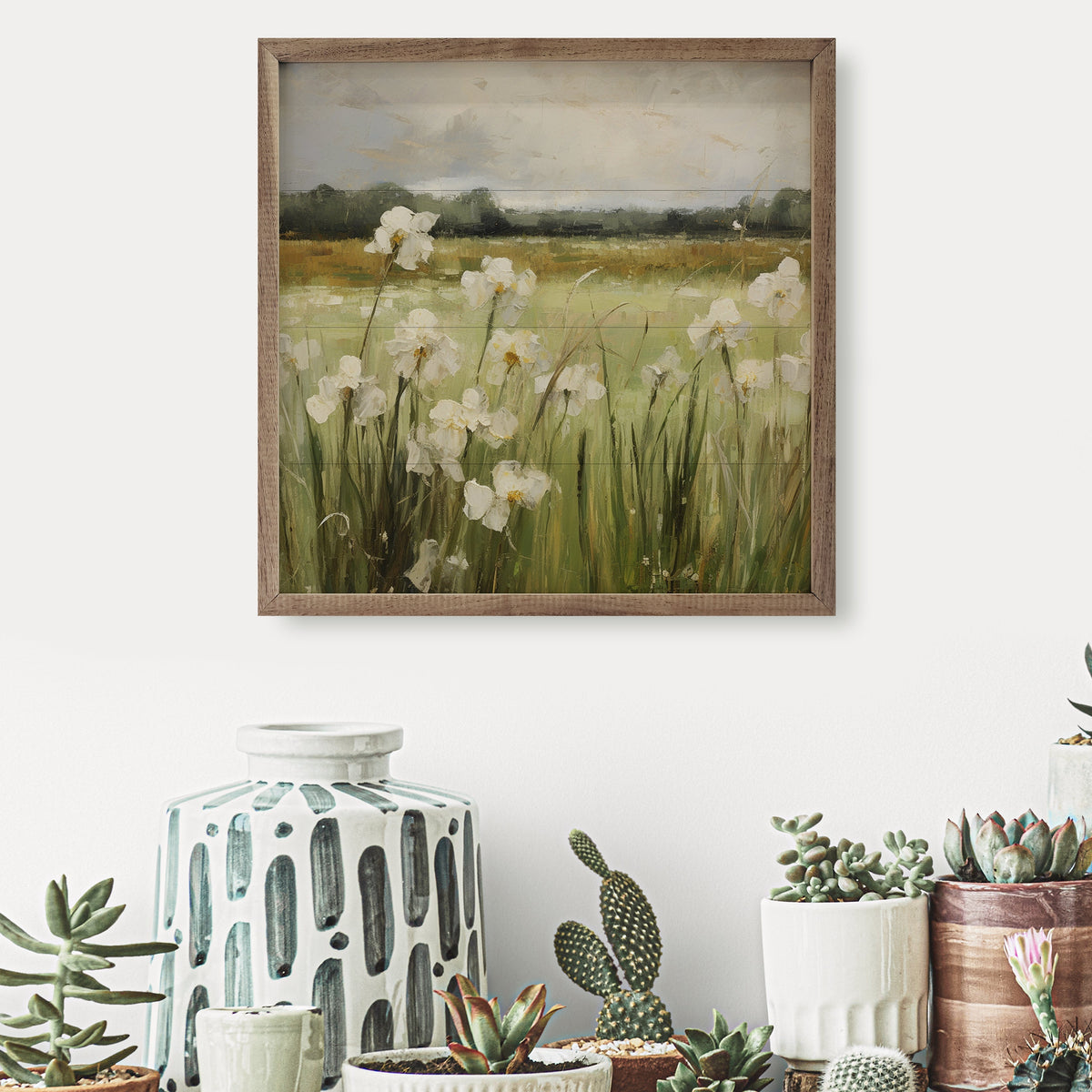 Wild White Irises By Gina Kelly Wood Framed Print