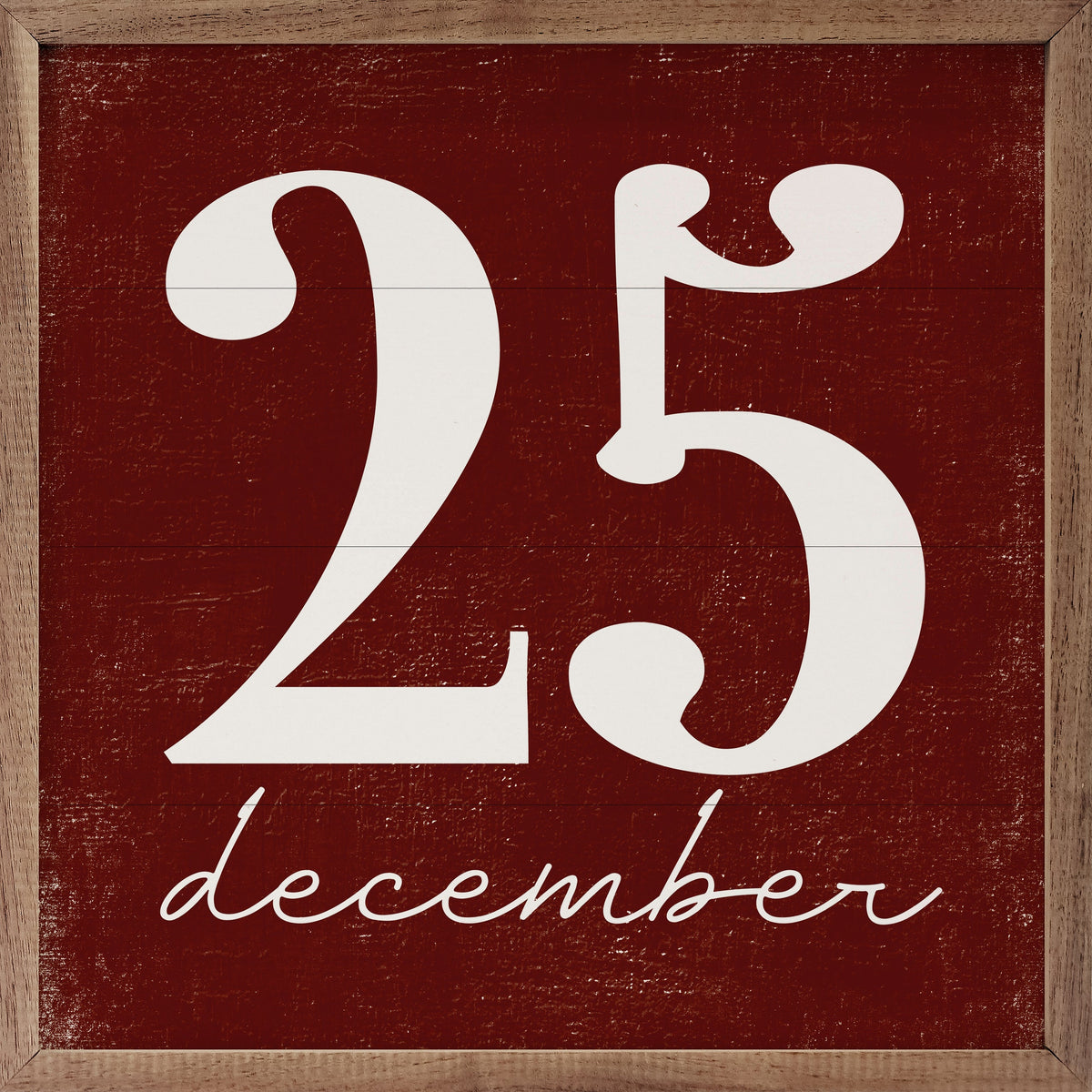 December 25th Script Wood Framed Print