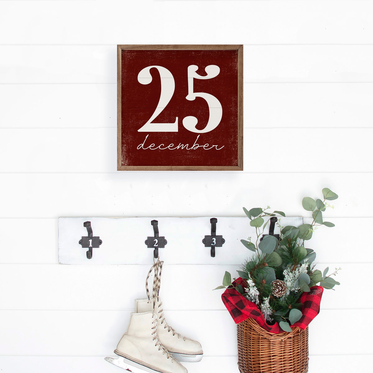 December 25th Script Wood Framed Print