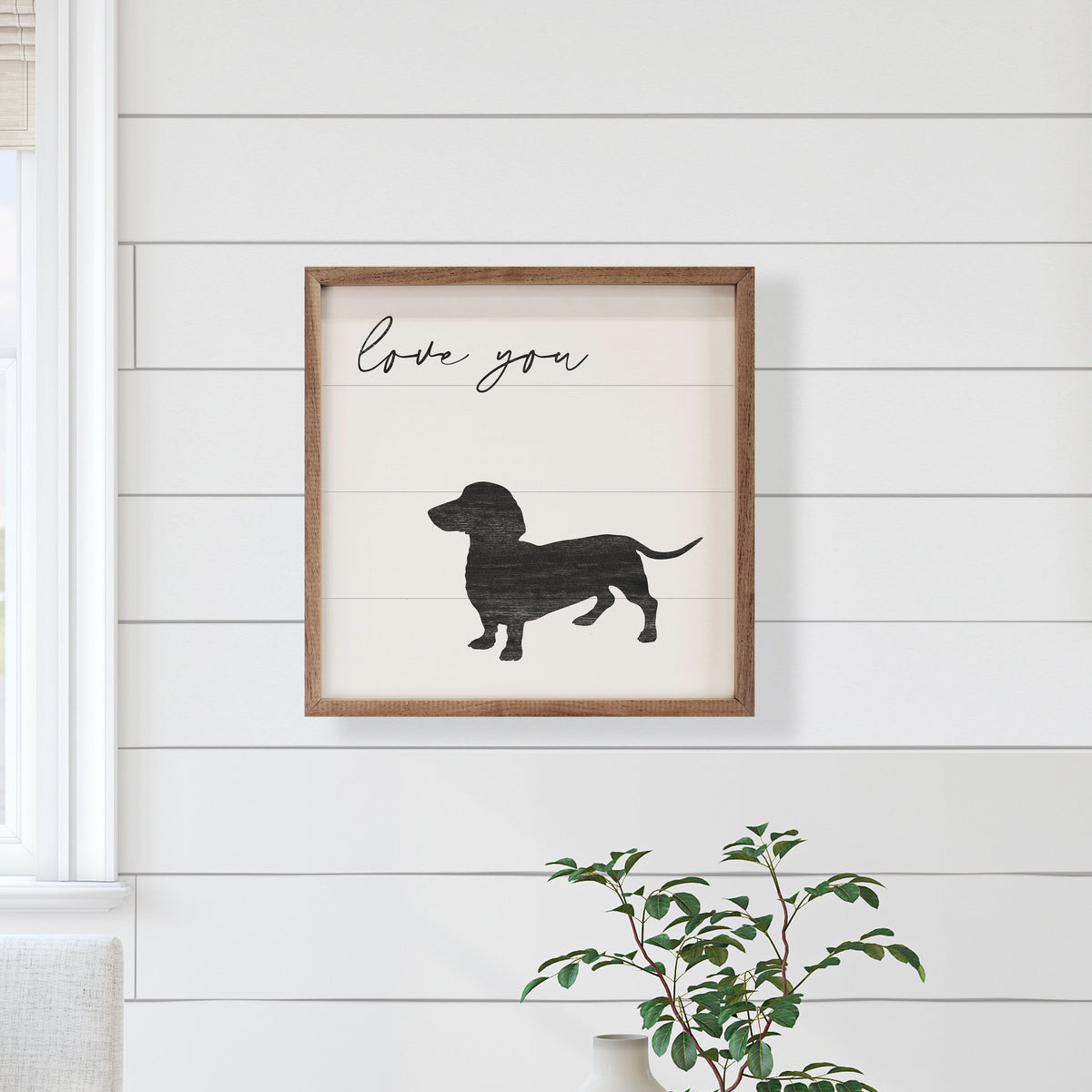 Love You Dachshund Wood Framed Print