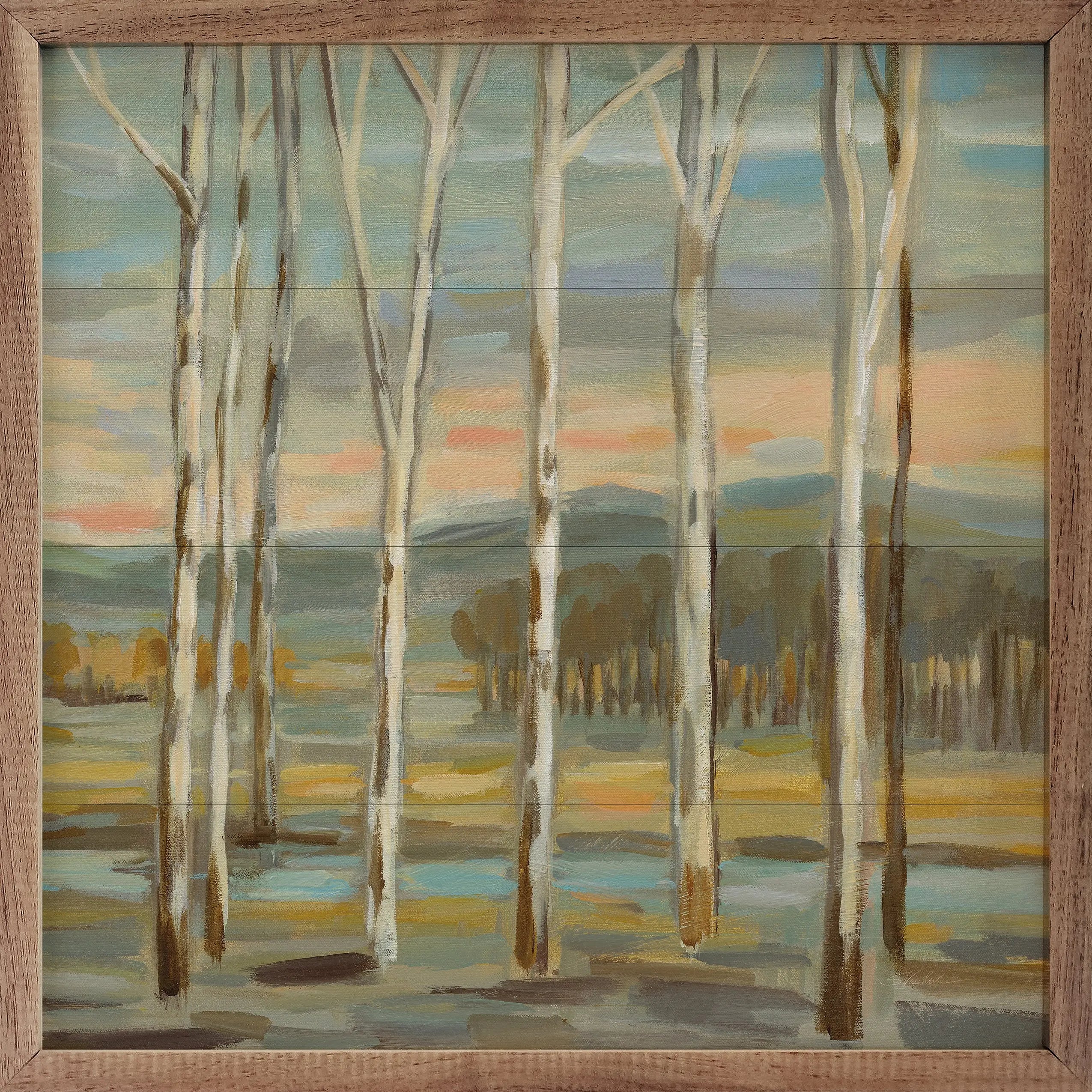 Silver Forest Wood Framed Print