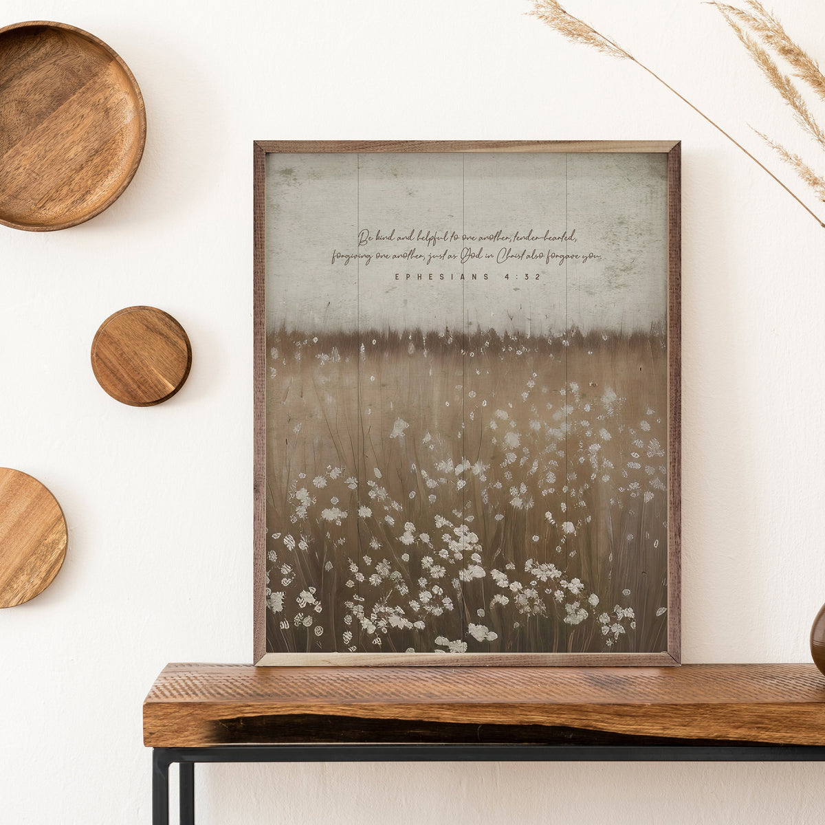 Be Kind And Helpful Flower Field Wood Framed Print