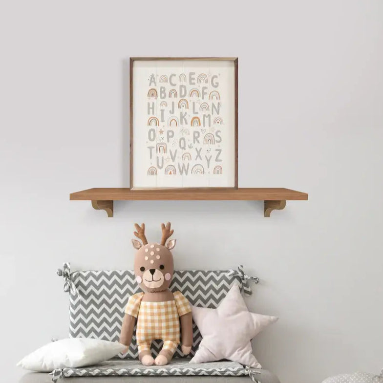 Boho Watercolor Alphabet Wood Framed Print