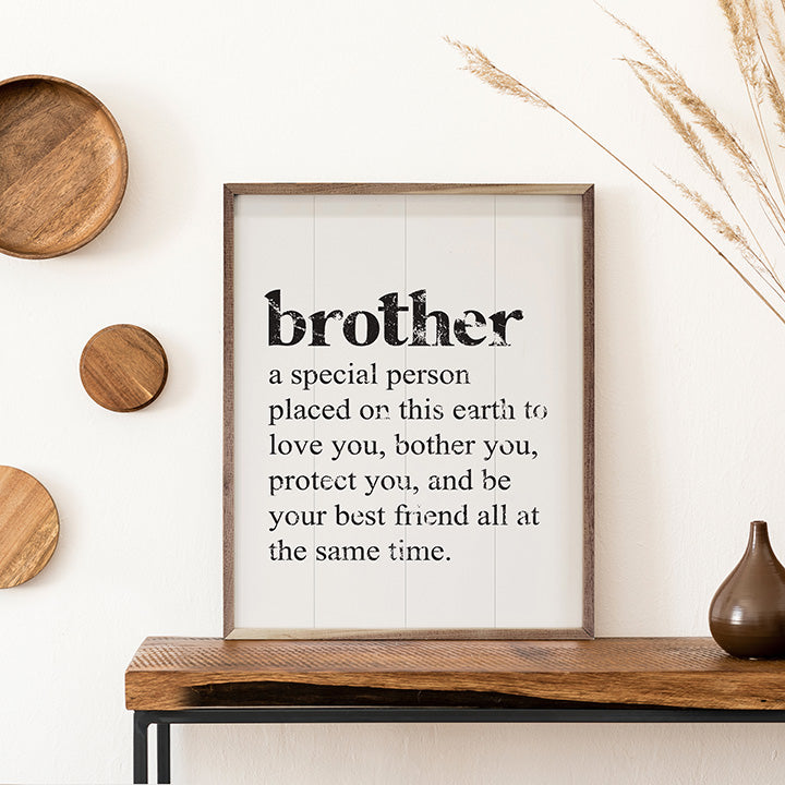 Brother A Special Person White Wood Framed Print
