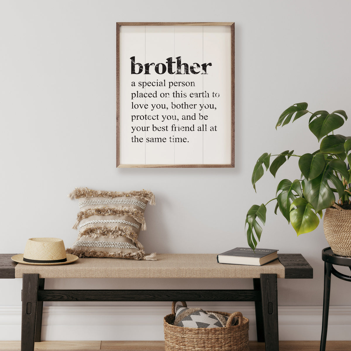Brother A Special Person White Wood Framed Print