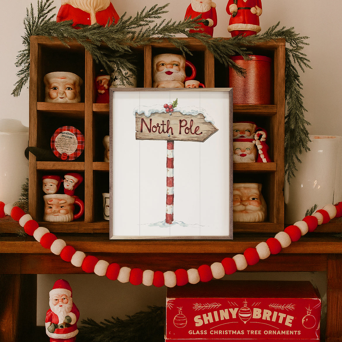 Christmas North Pole Sign Wood Framed Print