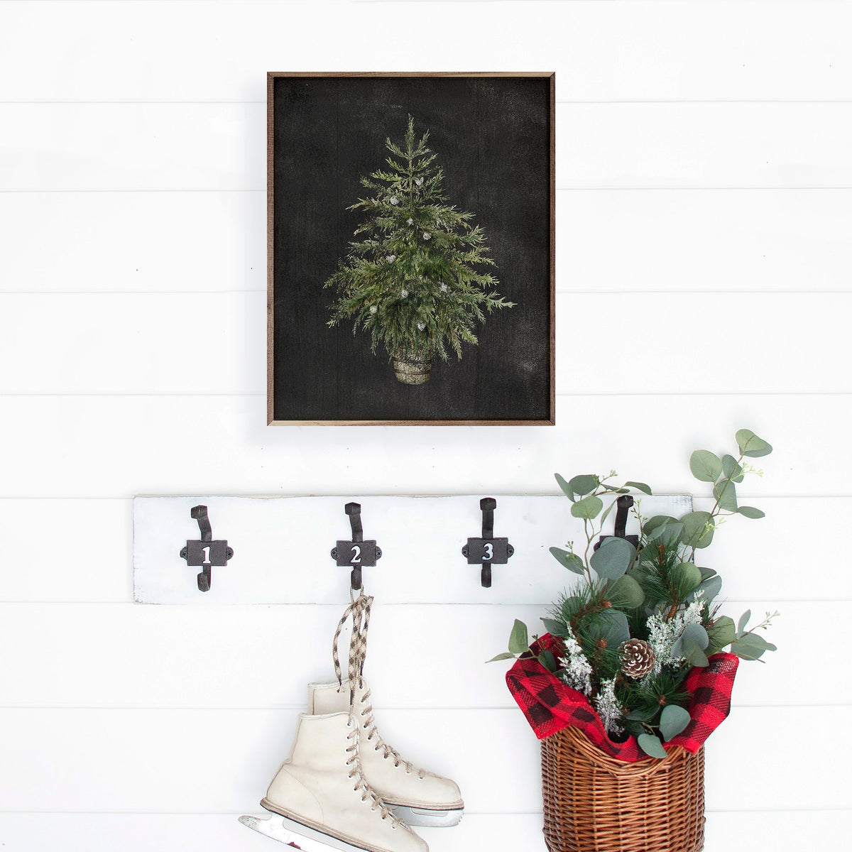 Christmas Tree Black Wood Framed Print