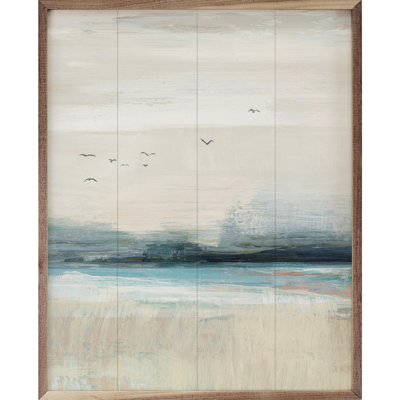 Coastal Birds 2 By Nina Blue Wood Framed Print