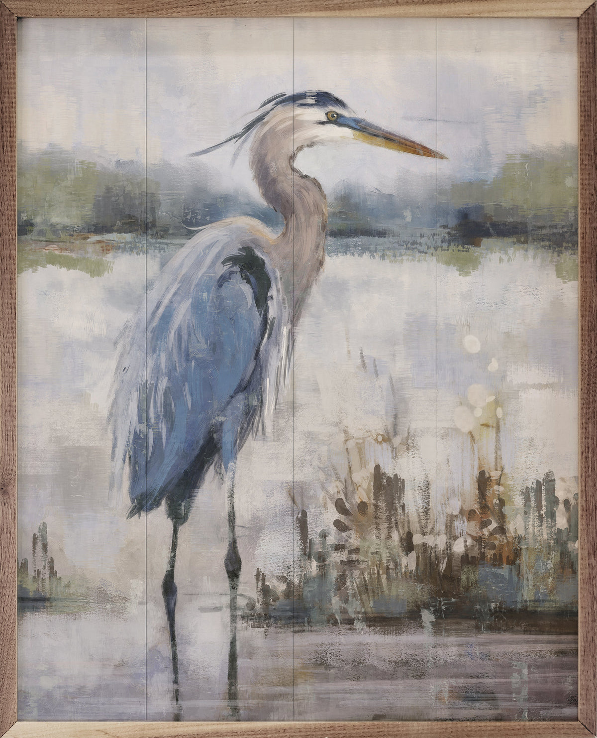 Coastal Heron 2 By Nina Blue Wood Framed Print