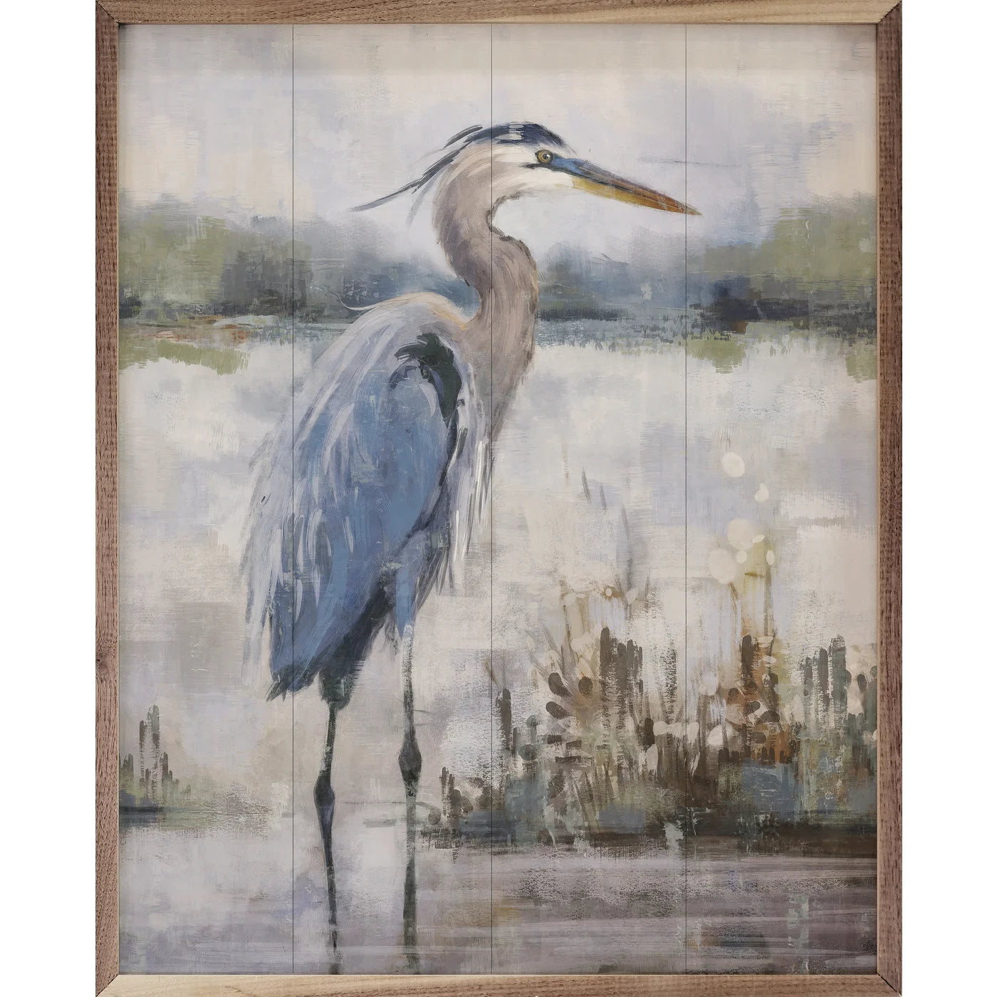 Coastal Heron 2 By Nina Blue Wood Framed Print