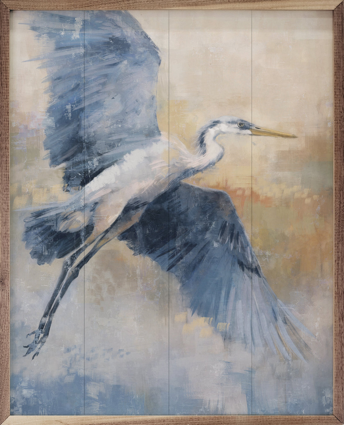 Coastal Heron 3 Flying Wood Framed Print