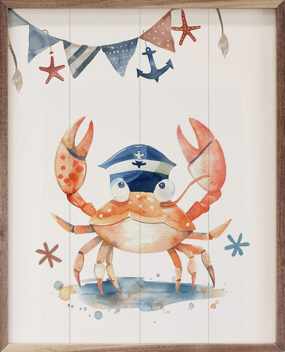 Cute Sailor Crab Wood Framed Print