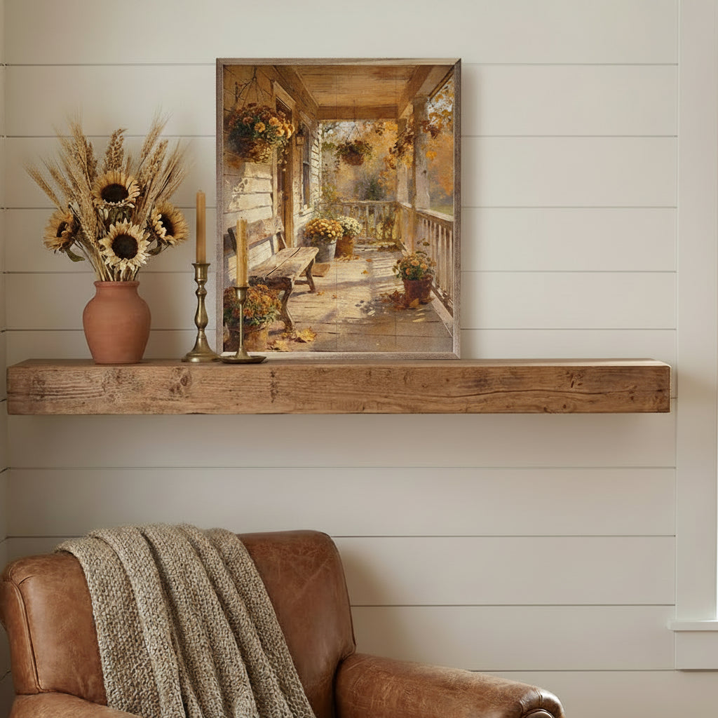 Fall's Front Porch Wood Framed Print