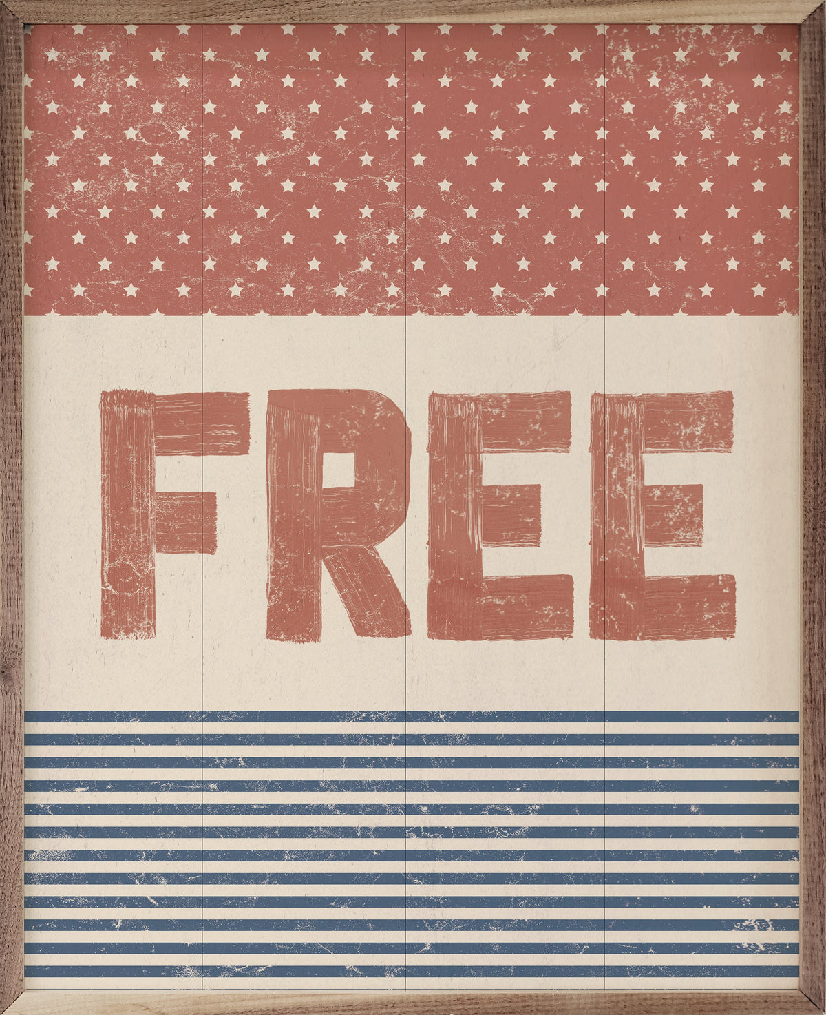 Free Red White Blue Wood Framed Print
