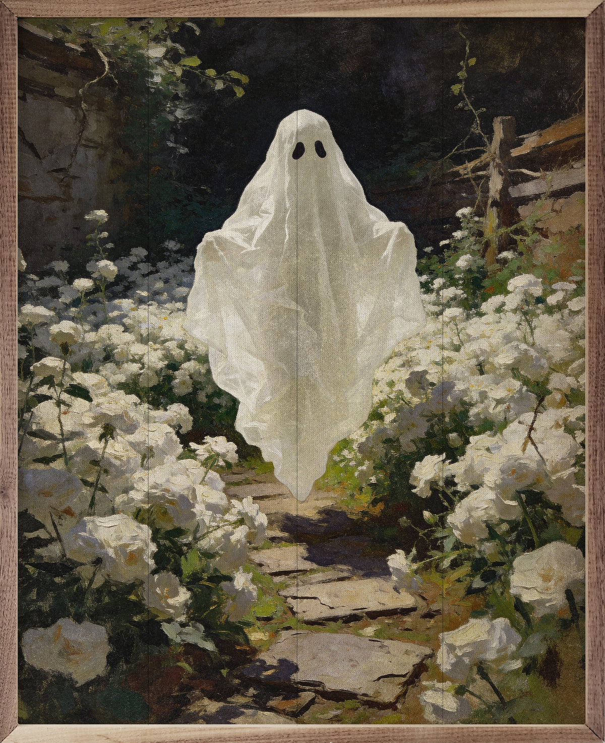 Ghost In The Garden Wood Framed Print