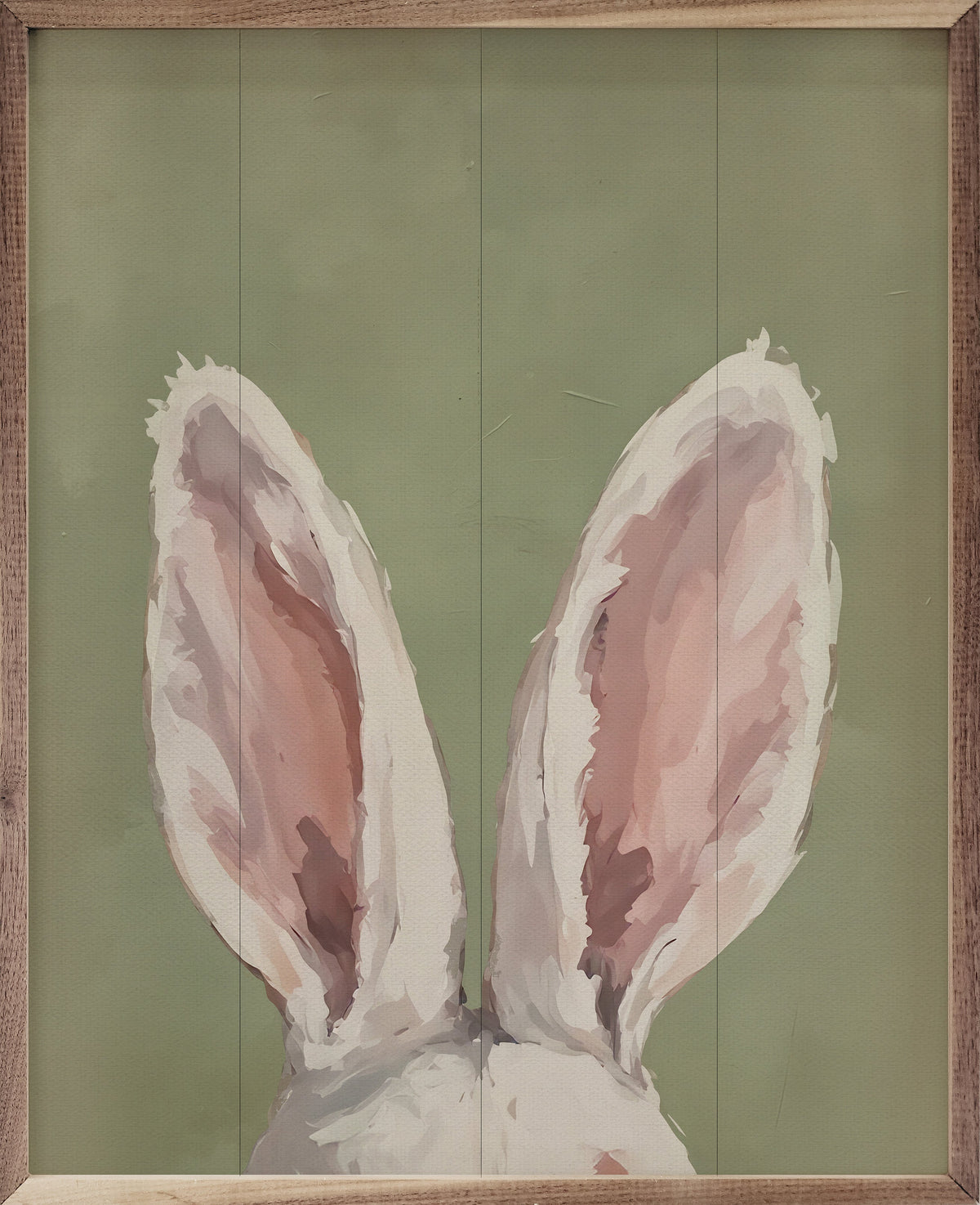 Green Bunny Ears Wood Framed Print