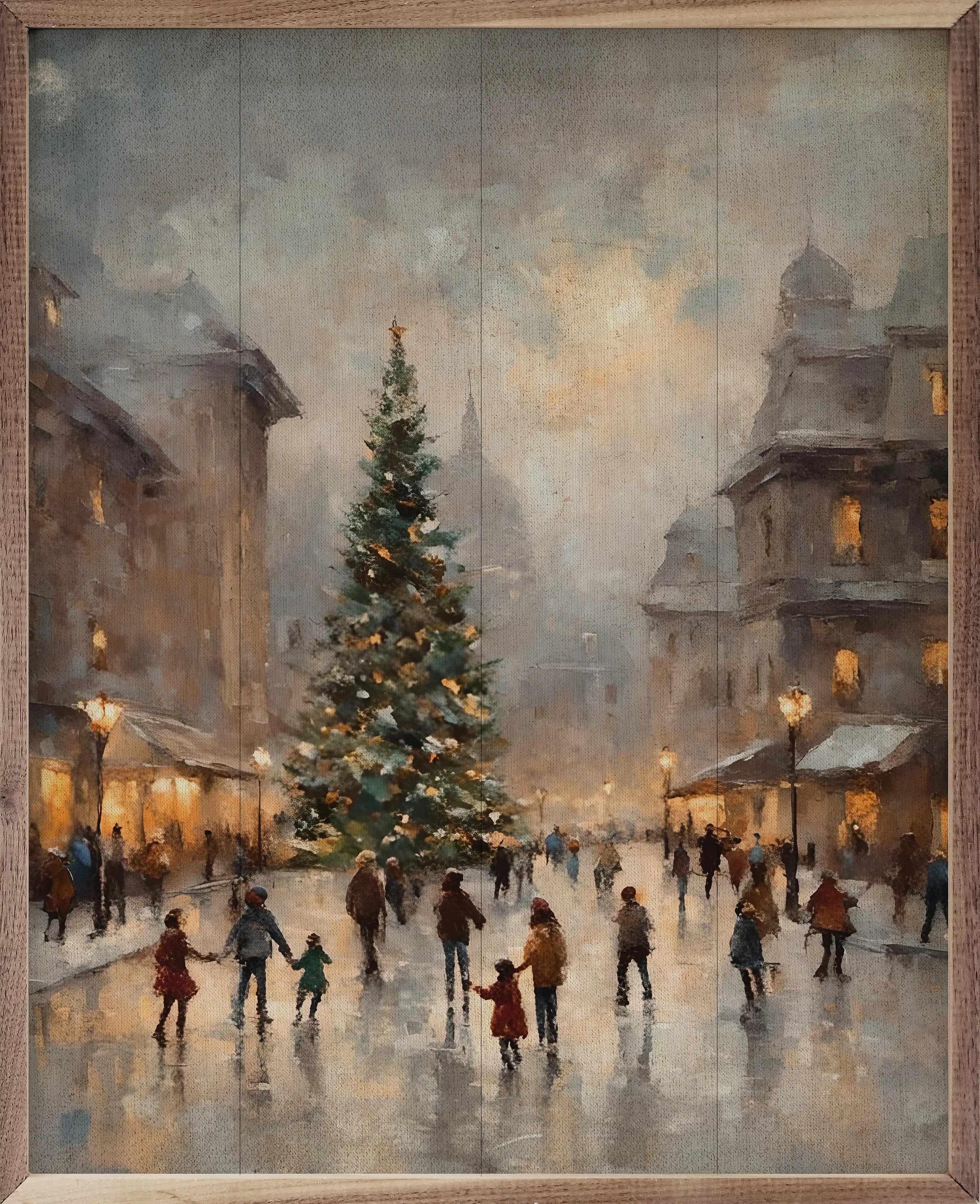 Ice Skating Center Wood Framed Print