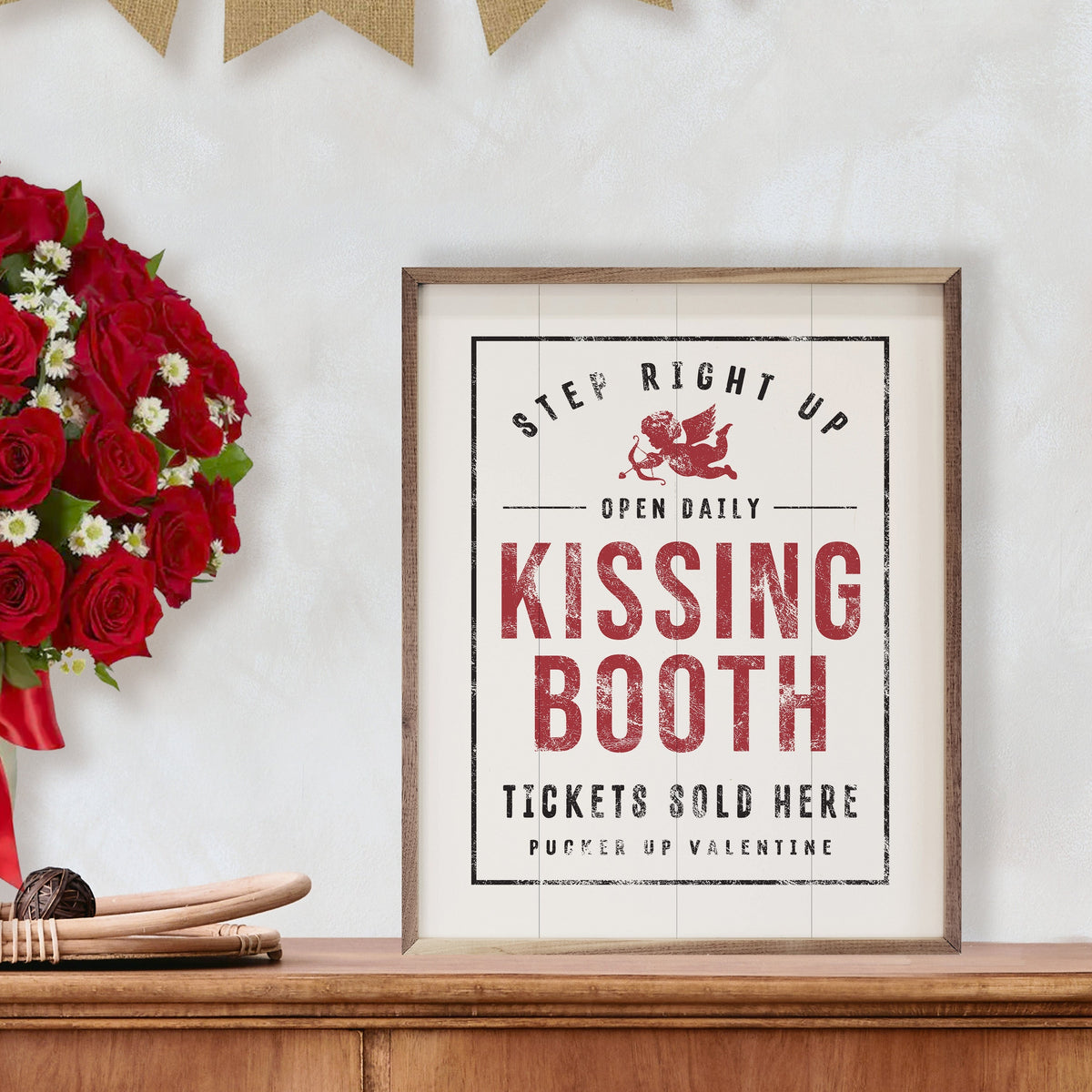 Kissing Booth Tickets Sold Here Wood Framed Print