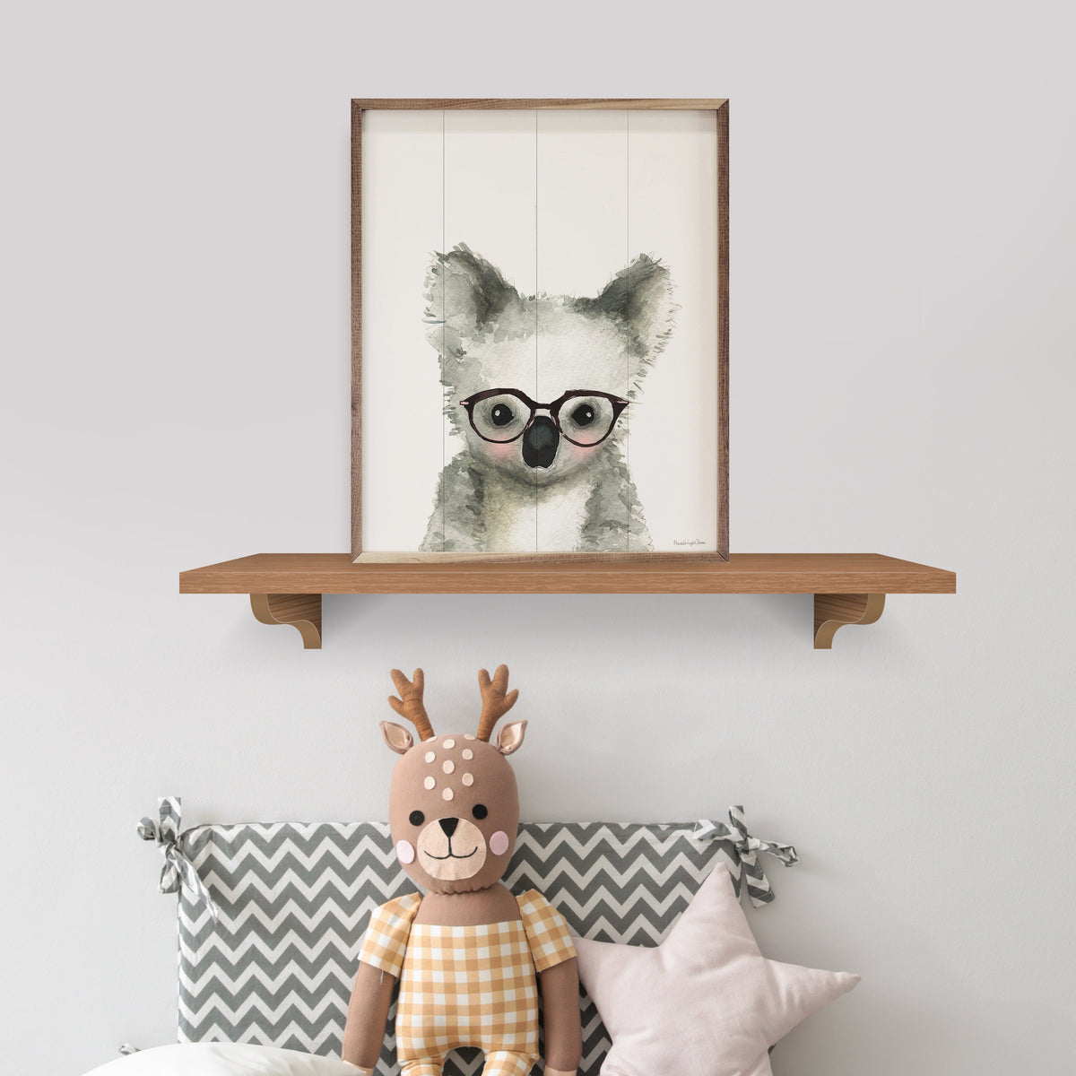 Koala In Glasses By Mercedes Lopez Charro Wood Framed Print
