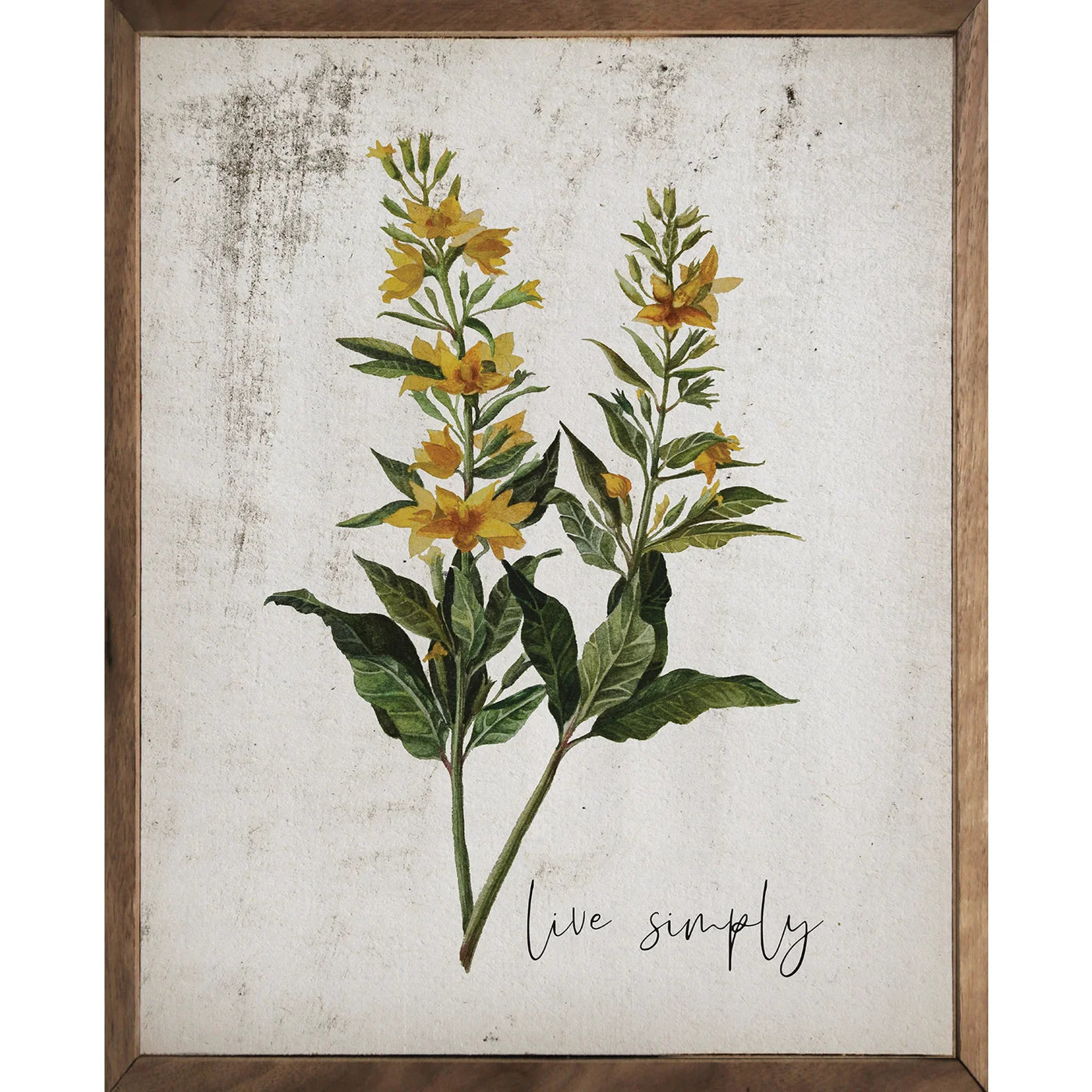 Live Simply Florals Whitewash Wood Framed Print