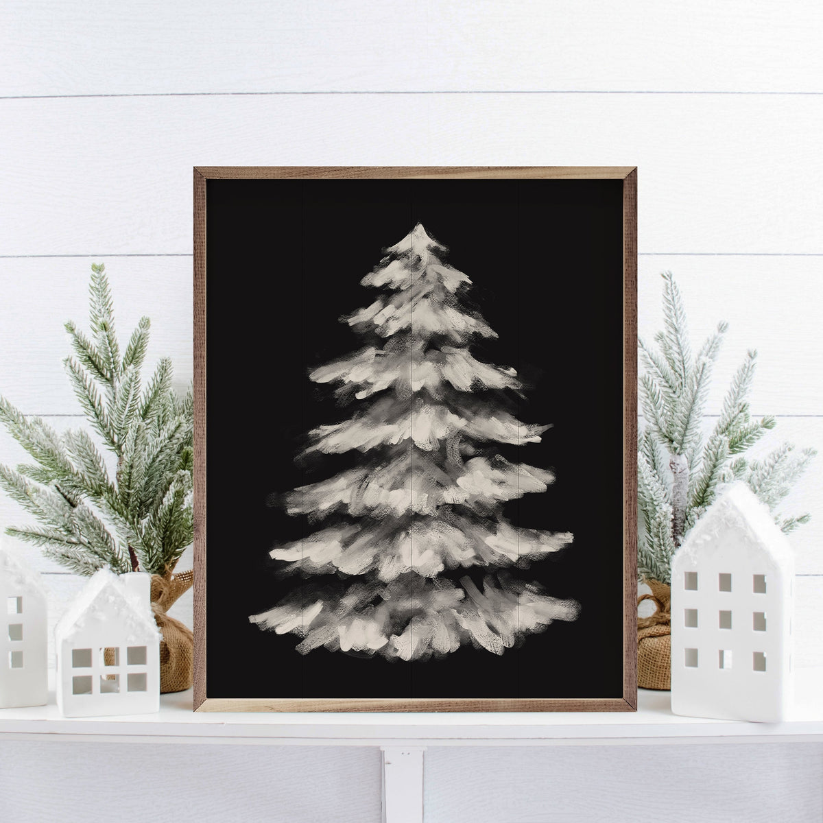 Moody Christmas Wood Framed Print