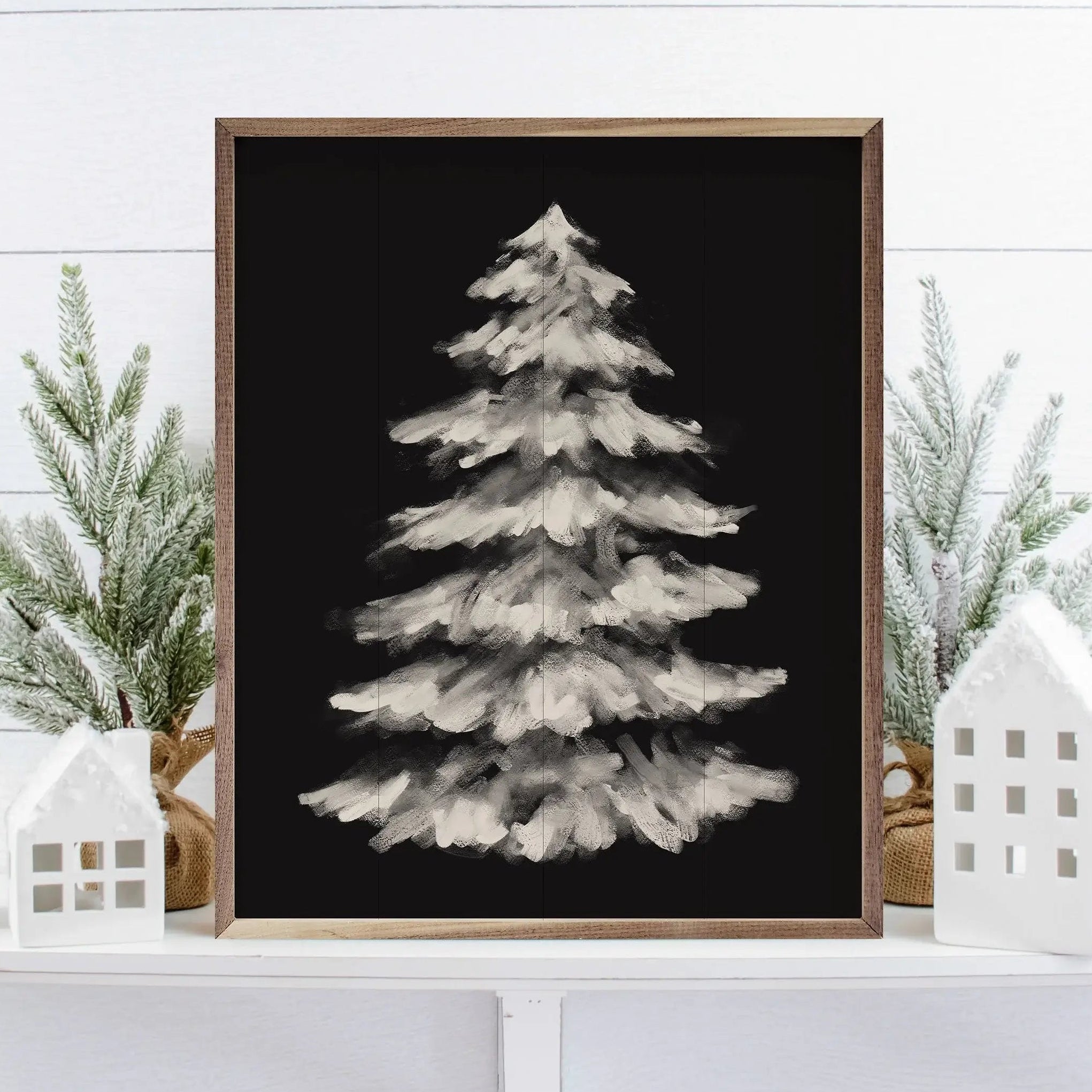 Moody Christmas Wood Framed Print