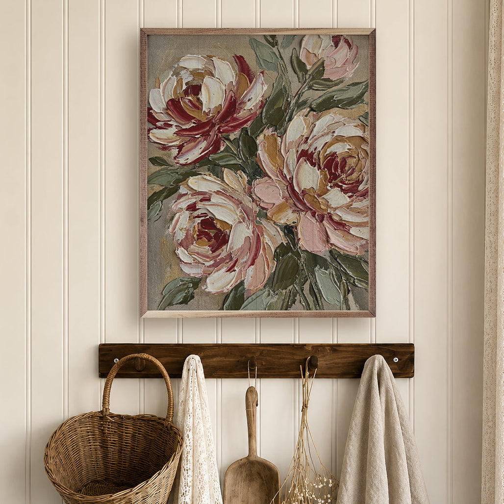 Painterly Rose Garden Wood Framed Print