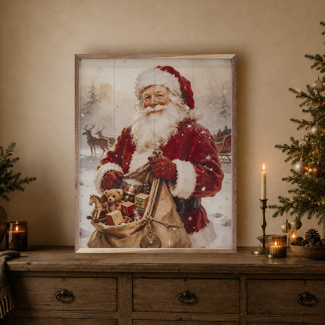 Santa's Toys Wood Framed Print