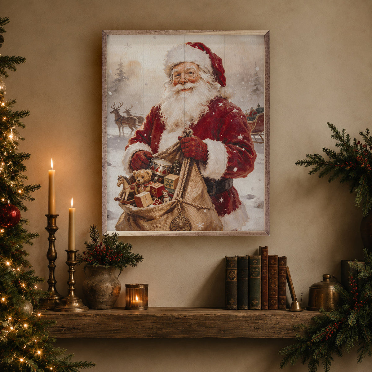 Santa's Toys Wood Framed Print