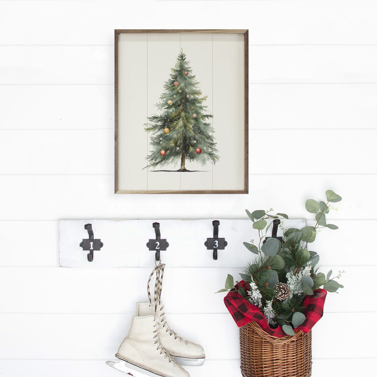 Simple Christmas Tree Wood Framed Print