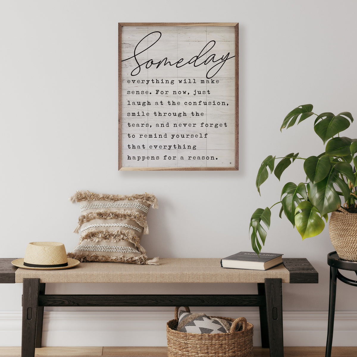 Someday Whitewash Wood Framed Print