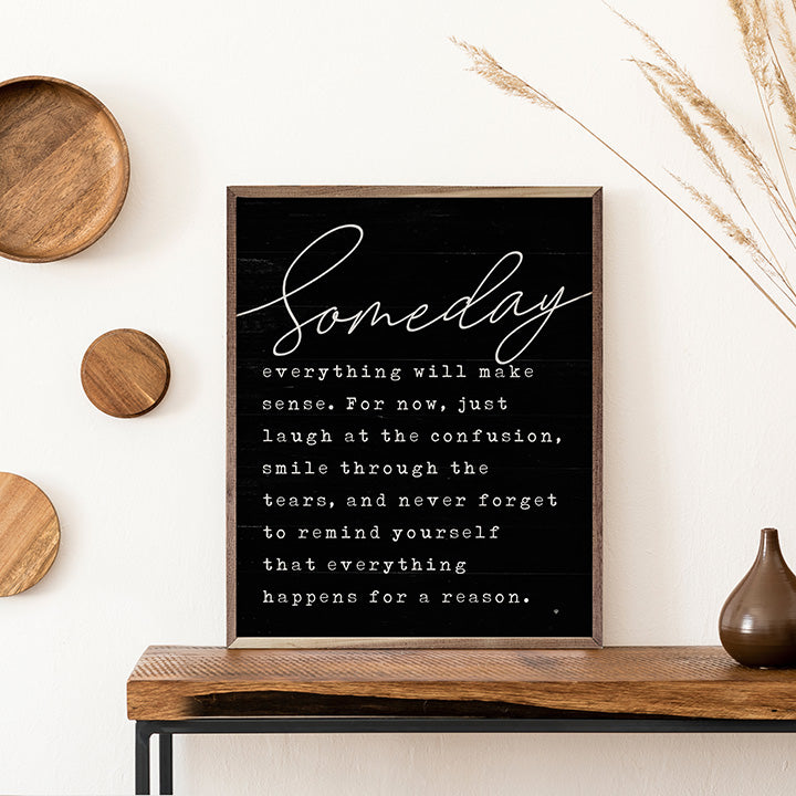 Someday Black Wood Framed Print