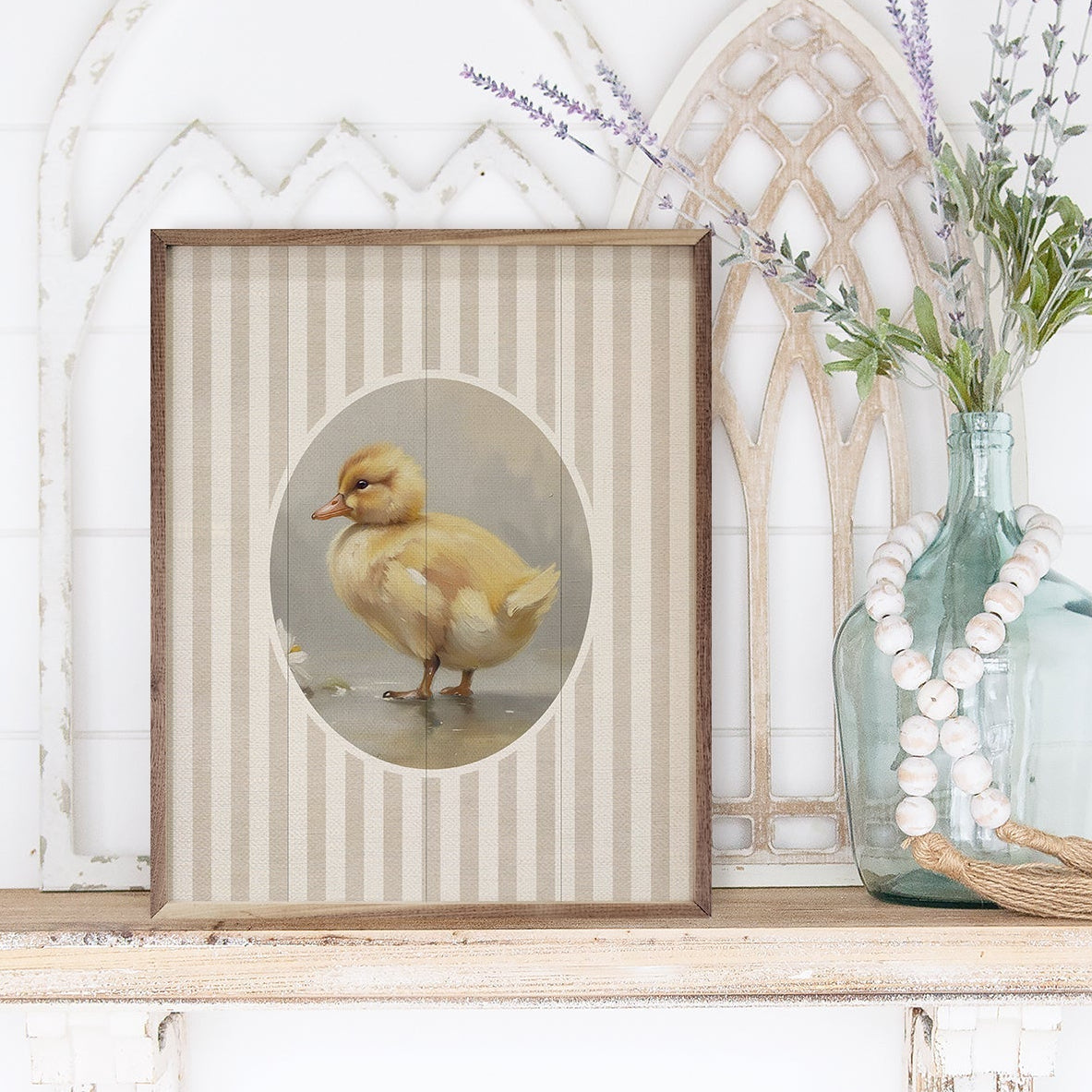 Stripes & Duckling Wood Framed Print