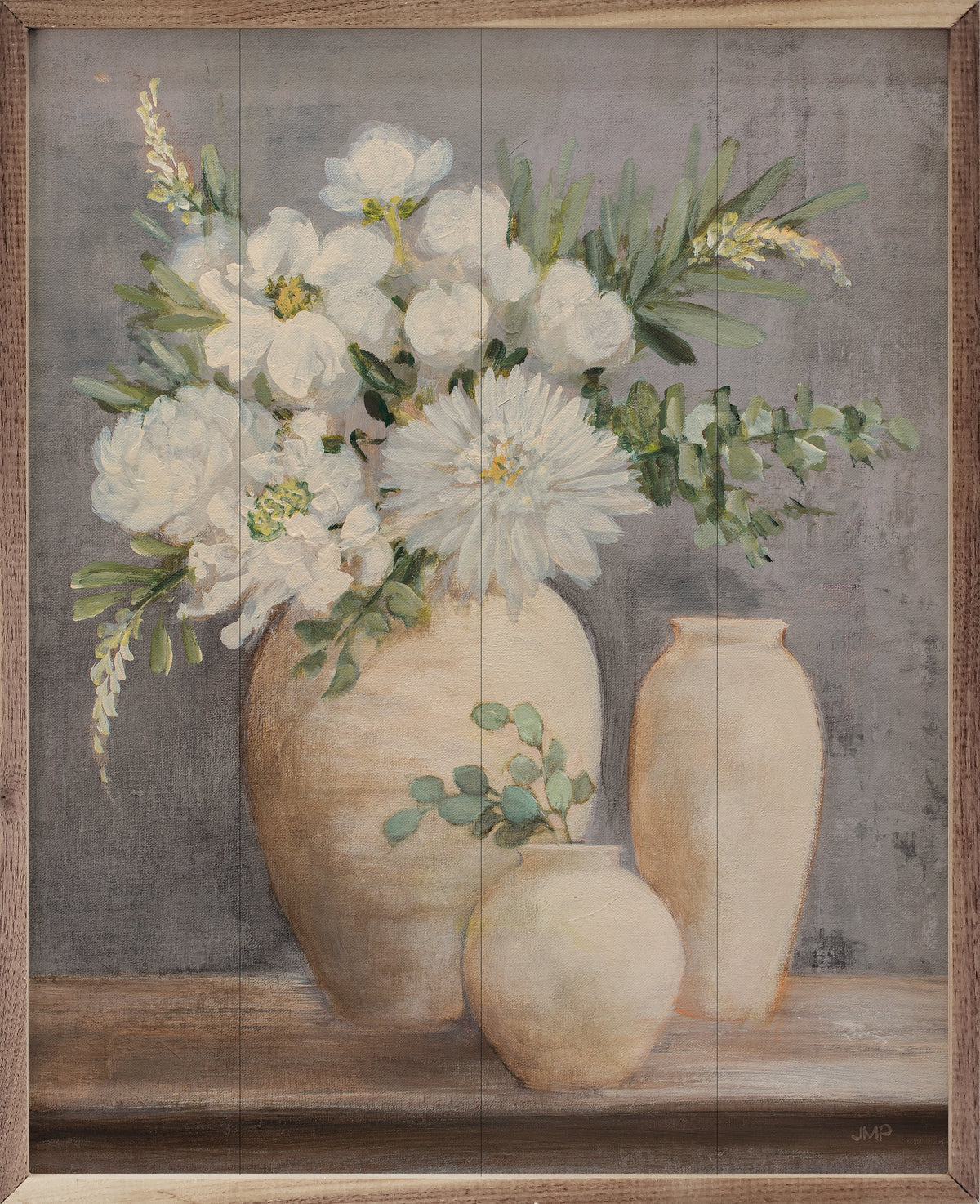 Subtle And Scented Light Gray By Julia Purinton Wood Framed Print
