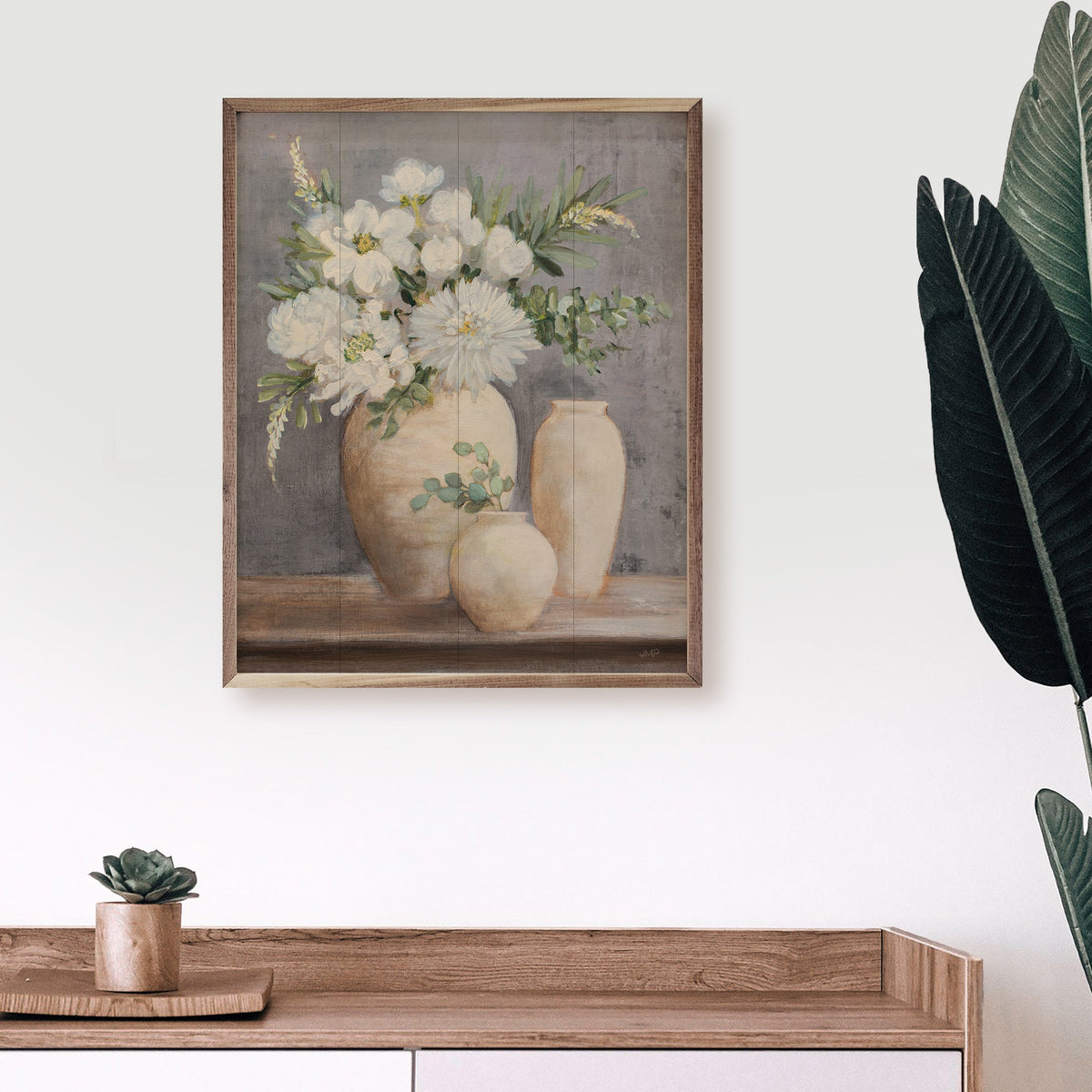 Subtle And Scented Light Gray By Julia Purinton Wood Framed Print