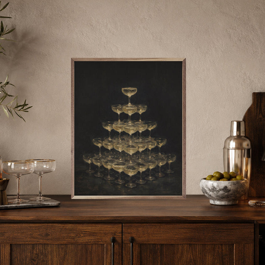 The Champagne Social Wood Framed Print