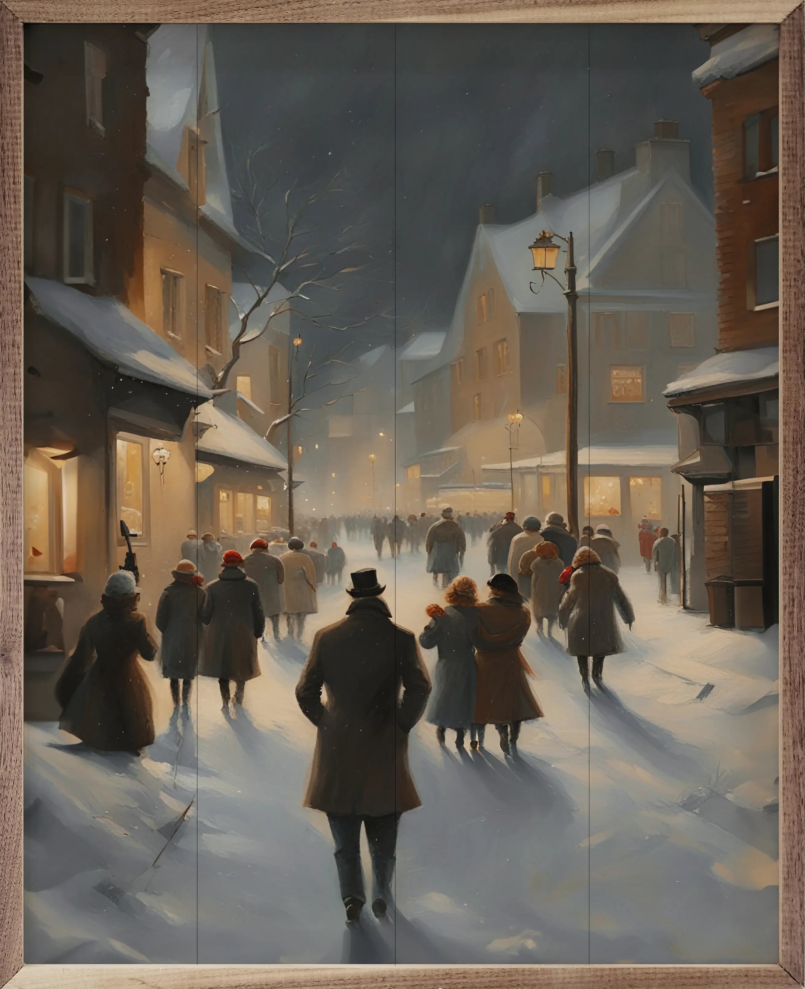 Town Christmas Wood Framed Print