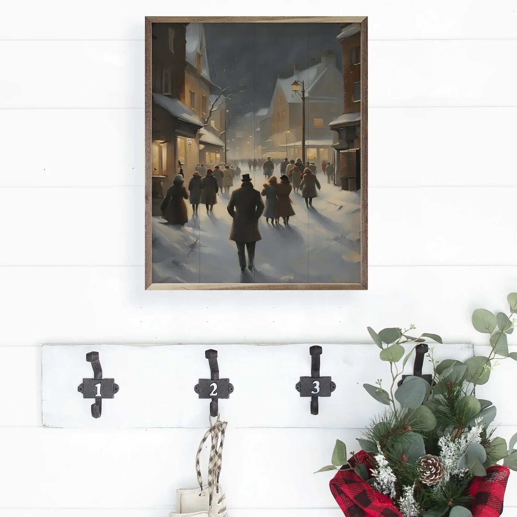 Town Christmas Wood Framed Print
